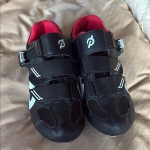 Peloton Black Cycling Shoes with Red Interior